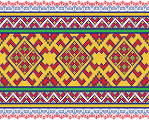 Geometric pattern ethnic traditional abstract ikat nature orange red seamless pattern background wallpaper backdrop illustration decorative textile print decorative vintage style retro Vector illustra