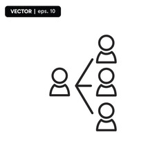 organizational structure icon, leader to staff, vector eps 10