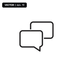 message icon, black and white line theme icon, vector eps 10