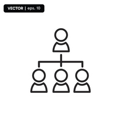 organizational structure icon, leader to staff, vector eps 10