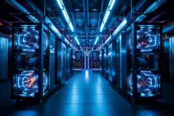 Fototapeta premium Bitcoin cryptocurrency mining farm