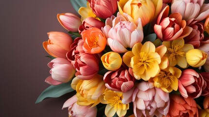 Obraz na płótnie Canvas Anniversary Tulip Flower Bouquet Top View, HD, Background Wallpaper, Desktop Wallpaper