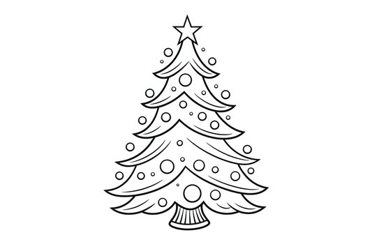 christmas tree outline coloring picture illustration