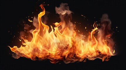 Captivating Fire and Sparks: Fiery Illumination with Transparent Background - Igniting a Blaze for Artistic Designs, Isolated Heat Source for Creative Projects.