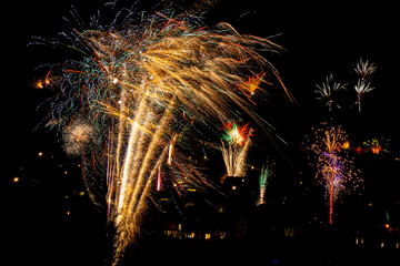 Firworks in a village