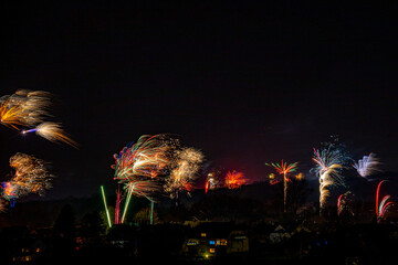 Fireworks and landscape