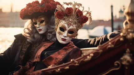 Tuinposter Beautiful costumes of Venice Carnival © RMedia