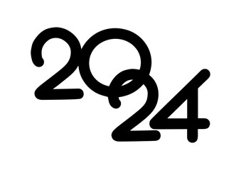 2024 number on white background. 2024 logo text design. Design template Celebration typography poster, banner or greeting card for Happy new year	
