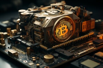 Cryptocurrency and mining concept.