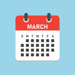 Vector template icon page calendar, month March