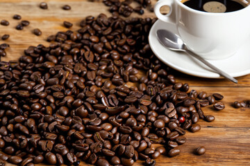 coffee beans and cup