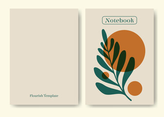 Notebook cover template minimalist design. Printable stationery with flourish elements.