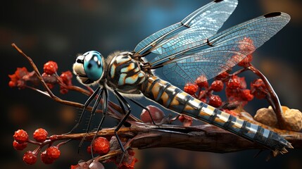 Beautiful Dragonfly Color On Dry Twigs, HD, Background Wallpaper, Desktop Wallpaper