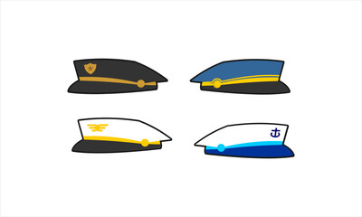 Set of Uniform Job Cap Doodle