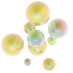 Abstract 3d object metal balls orange gold gradient colors background.