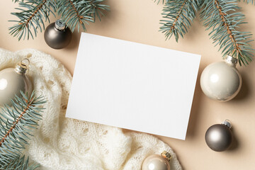 Blank Christmas or New Year greeting card mockup