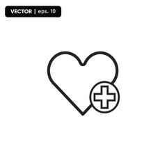 Heart in hand icons. Hands holding heart icon. Love icon. Health, medicine symbol. Healthcare hands holding heart flat and line style - stock vector
