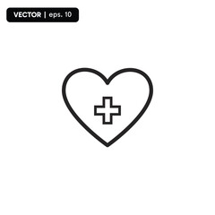 Obraz premium Heart in hand icons. Hands holding heart icon. Love icon. Health, medicine symbol. Healthcare hands holding heart flat and line style - stock vector