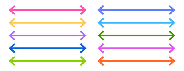 Obraz premium Straight long double colorful arrow vector icon set