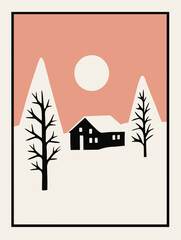 Naklejka premium Christmas Poster Design - Minimalist Boho