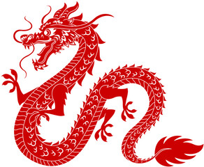 Happy Chinese New Year 2024 Year Of The Dragon Zodiac. Vector Hand Drawn Illustration Isolated On Transparent Background