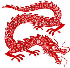 Happy Chinese New Year 2024 Year Of The Dragon Zodiac. Vector Hand Drawn Illustration Isolated On Transparent Background