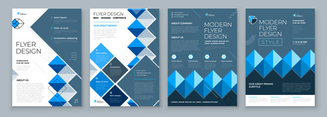 Flyer Template Layout Design Set. Corporate business annual report, catalog, magazine, flyer mockup. Creative modern background concept in abstract flat style shape - obrazy, fototapety, plakaty