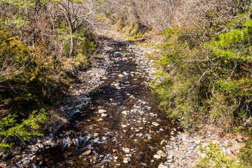 Beautiful view of the Qijiawan Creek (Qijiawan River) at Wuling Farm in Taichung Shei-Pa National Park, Taiwan.