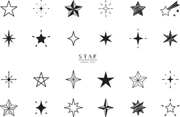 星のアイコン　白黒イラスト素材 / vector eps	 - obrazy, fototapety, plakaty