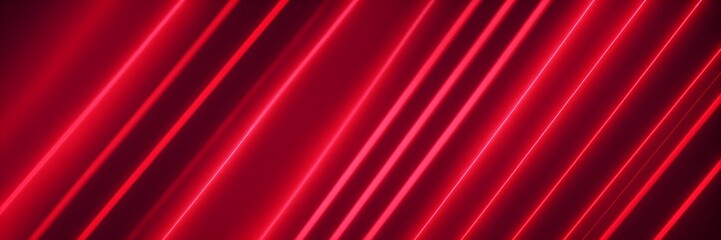 Abstract red background. Glowing diagonal lines on red backdrop banner.