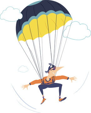 recommend clip art: Cartoon skydiver man. 
                    Skydiver man derives enjoyment from jumping. Isolated on white background
                    
