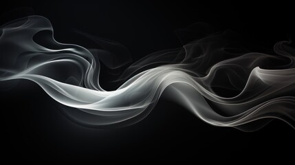 Abstract white smoke swirl with black background