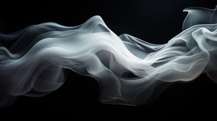 Abstract white smoke swirl with black background