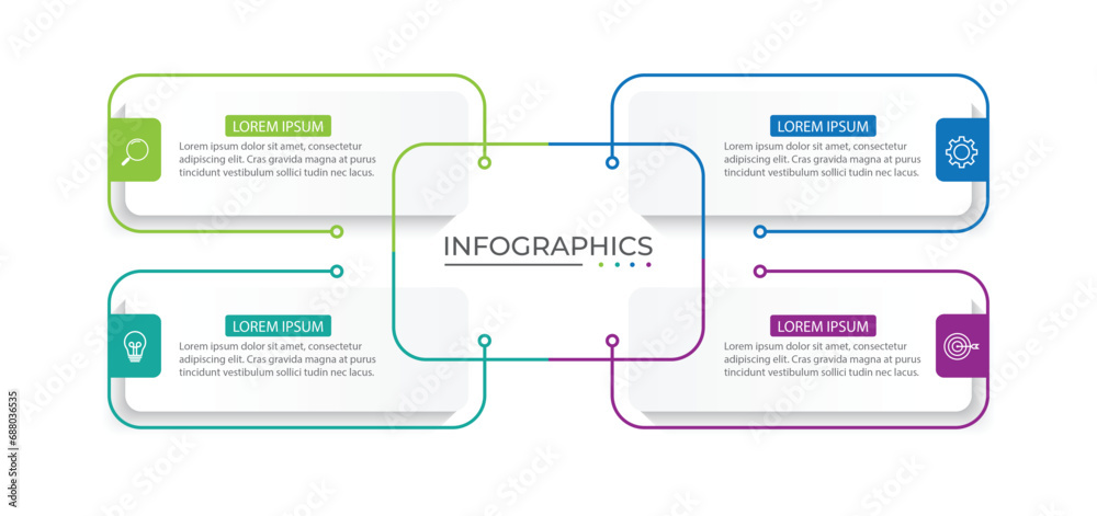 Fototapete vector infographic label design template with icons and 4 options or steps.