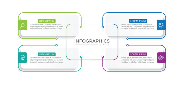 Vector Infographic label design template with icons and 4 options or steps.