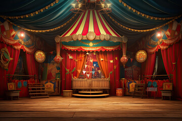 scene inside the circus arena stage vintage design - obrazy, fototapety, plakaty