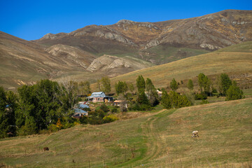 Rural landmark with settlements, Armenia