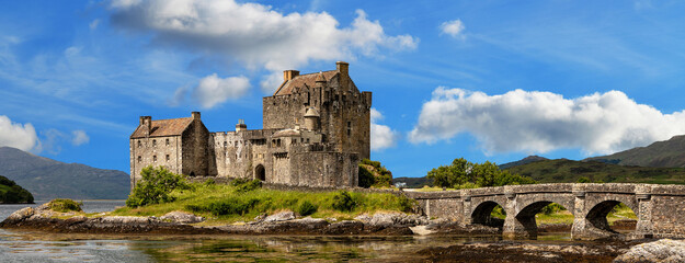 Eilean Donan is a small tidal island with a picturesque castle that frequently appears in...
