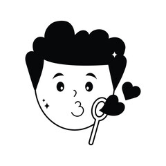 Boy doodle vector outline Sticker. EPS 10 file