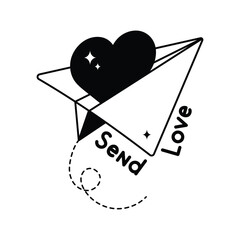 Send love doodle vector outline Sticker. EPS 10 file