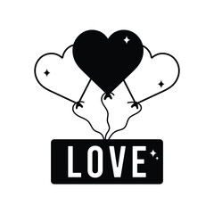 Love balloon doodle vector outline Sticker. EPS 10 file