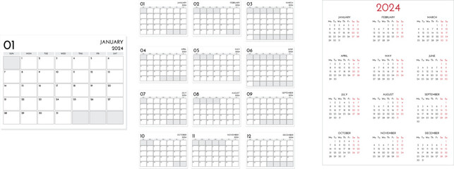 Calendar 2024 template vector