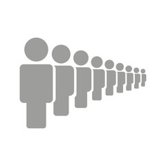 Vector flat illustration. Avatar, user profile, gender neutral silhouette. Gray icon with many people standing in line. Suitable for social media profiles, screensavers and as a template.