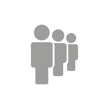 Vector flat illustration. Avatar, user profile, gender neutral silhouette. Gray icon of three people standing in line. Suitable for social media profiles, screensavers and as a template.