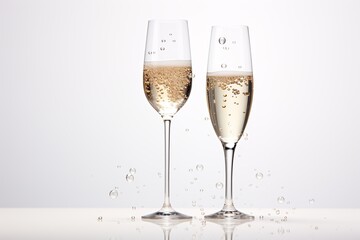 Crystal Champagne Flute with Bubbles Isolated on a White Background