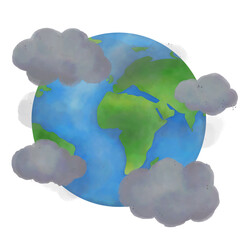  air pollution around the earth water color isolate
