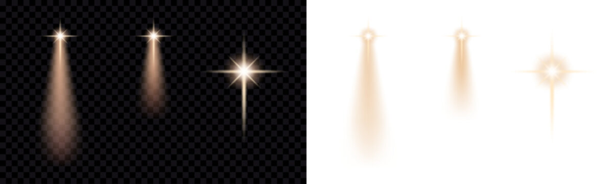 Star light, christmas star, isolated over transparent illustration