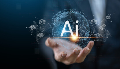 Concept of Artificial intelligence, AI robot, idea and business think, futuristic technology...