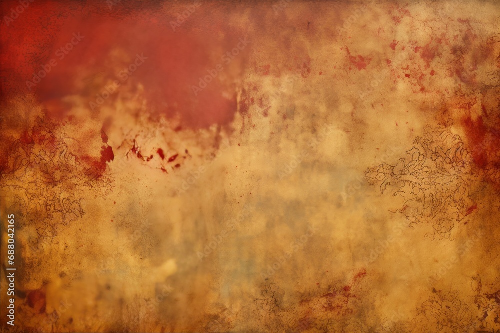 Wall mural autumn colors background with orange red and brown sponge grunge texture and yellow spot light cente