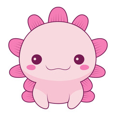 Obraz na płótnie Canvas kawaii pink axolotl on white background